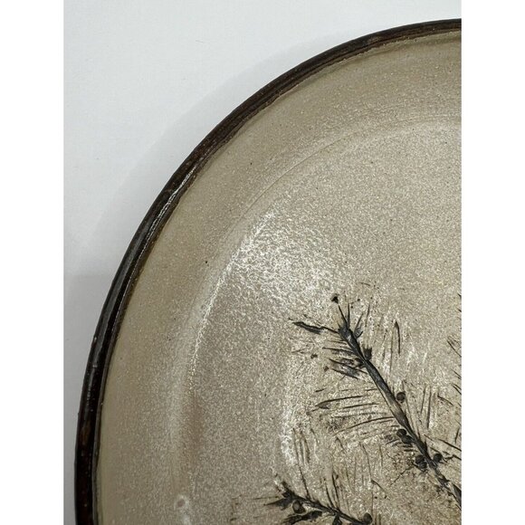 E.J. Studio Art Pottery Tray, Plate Hand Painted, Pine Tree 7.75X1'' - Picture 4 of 11
